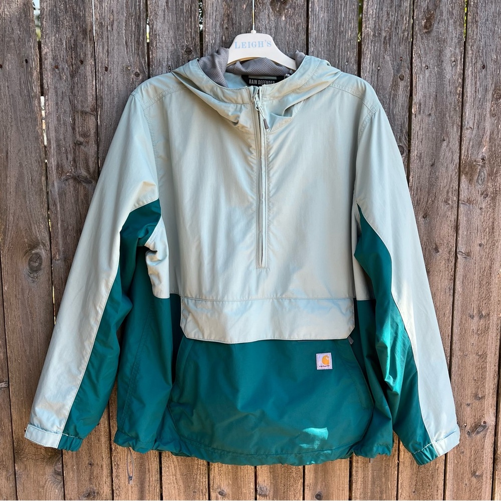 Carhartt Rain Defender, Womens XL, Shaded Spruce/Blue Surf Anorak Rain Jacket